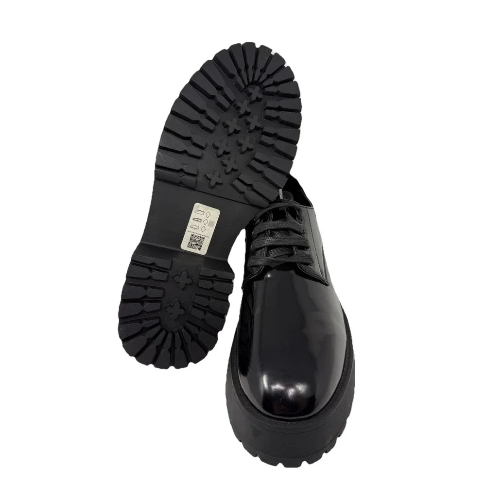 Patent Leather Chunky Oxford Women's Black Platform Lace-Up Asos Design Shoes 10